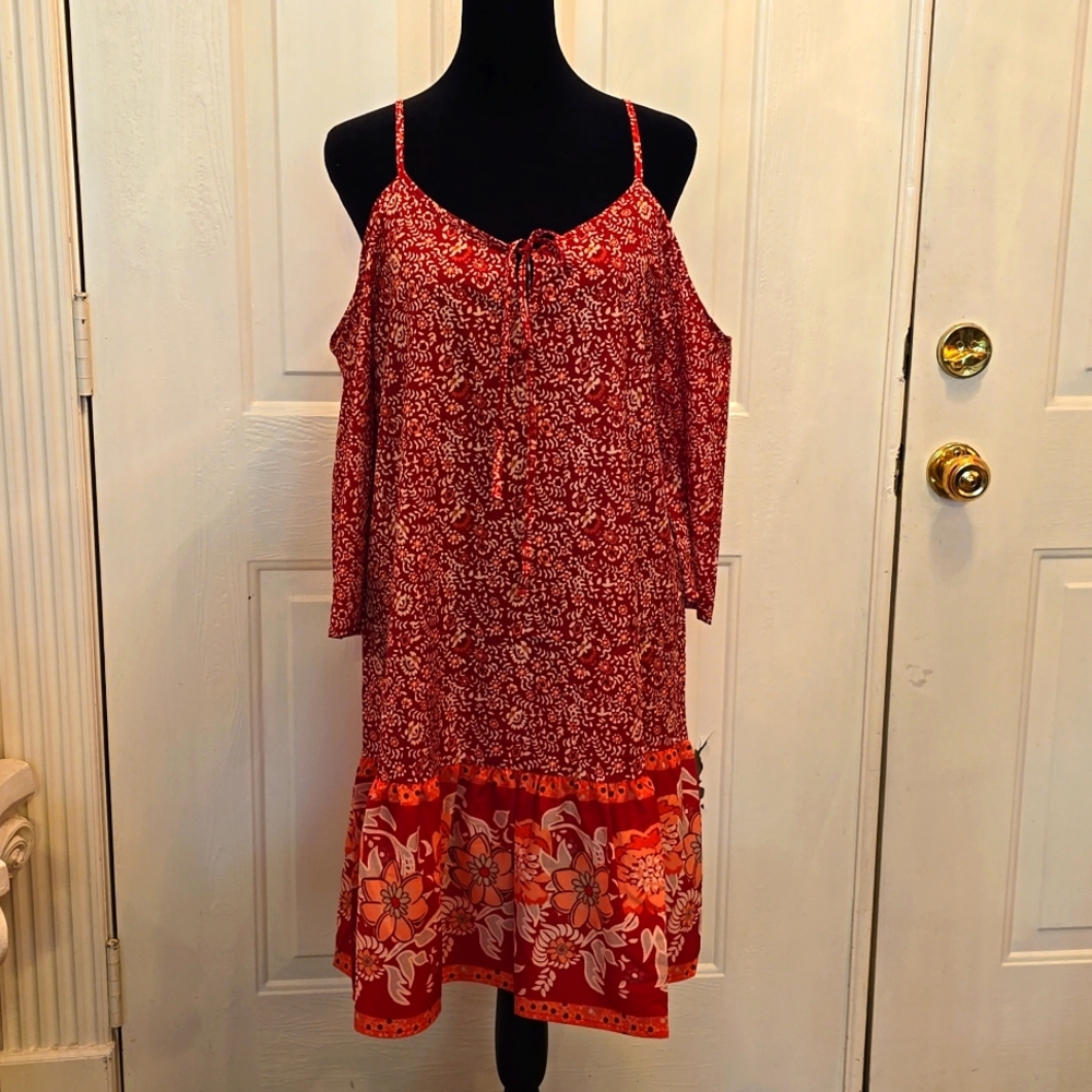 Dress: red print #14